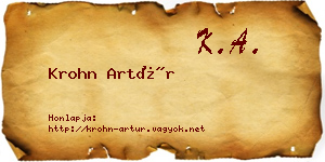 Krohn Artúr névjegykártya